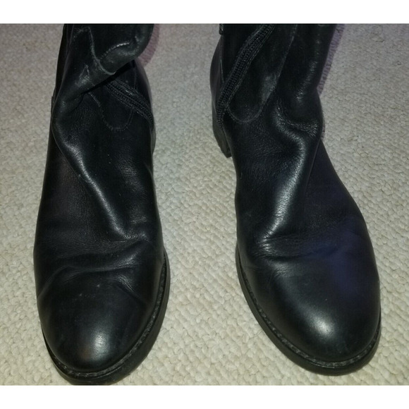 Womens Boots--black leather crest "Costa" knee high riding boot-7M - Picture 5 of 8